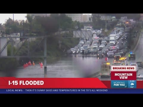 San Diego Storm Update 1:30PM | Northbound I-15 flooded at 32nd Street
