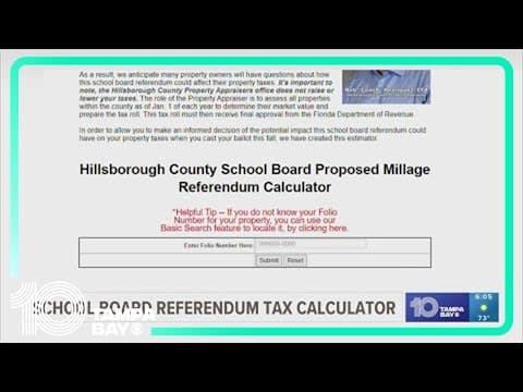 Hillsborough County School Board referendum tax calculator available online