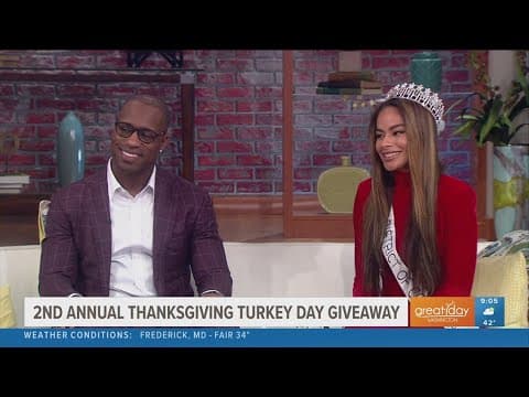 NFL star Vernon Davis and Miss DC USA 2023 Cassie Baloue team up for the 2nd annual Thanksgiving Tur