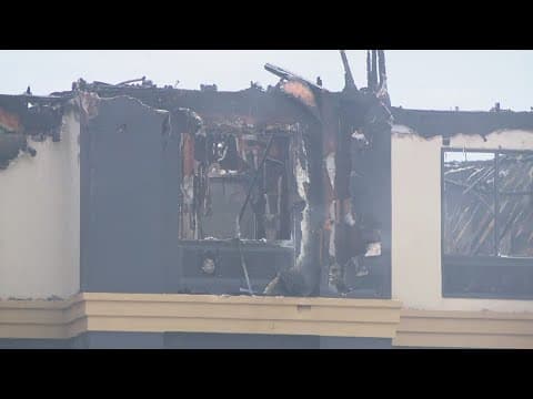 Massive fire guts vacant hotel along I-10 near Sheldon, collapses roof