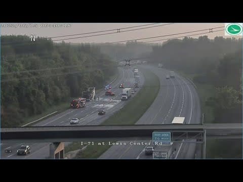 Nearly all lanes of I-71 south near US-37 in Delaware County closed due to semi fire