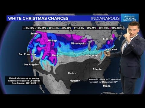 What is the chance for a white Christmas across Indiana?