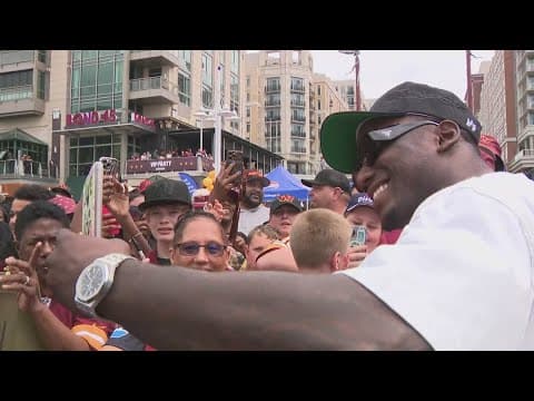 Commanders players greet fans, talk draft picks at party on the National Harbor