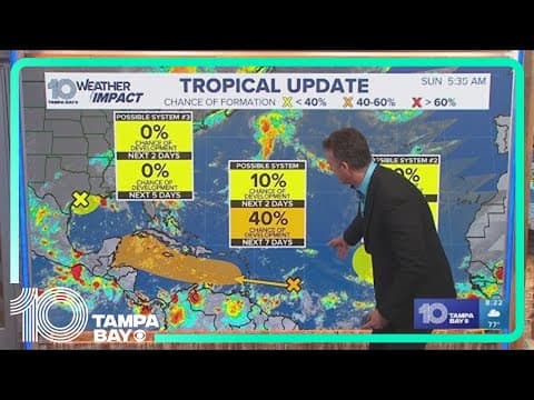 Hurricane forecasters watched two possible systems that may develop over the next week