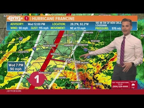 Wednesday 12 pm Tropical Update: Hurricane Francine still a Cat 1