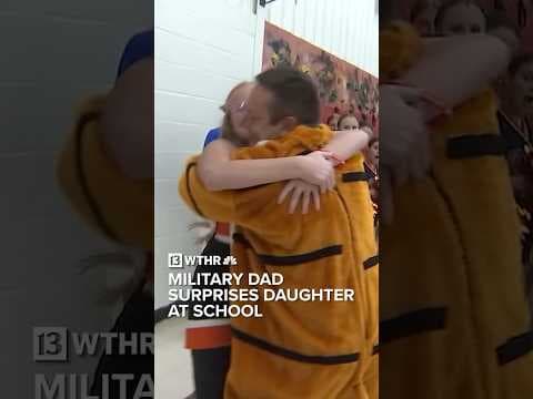 Military father surprises cheerleader at middle school pep rally