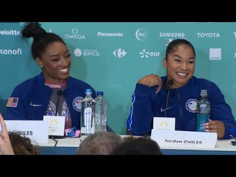 Simone Biles and Jordan Chiles discuss Olympic silver and bronze in floor