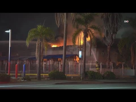 Firefighters battle commercial fire at an Escondido car wash