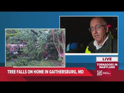 Tree falls on home in Gaithersburg trapping family during tornado