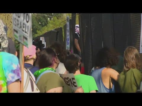 Protesters breach security fence outside Democratic National Convention