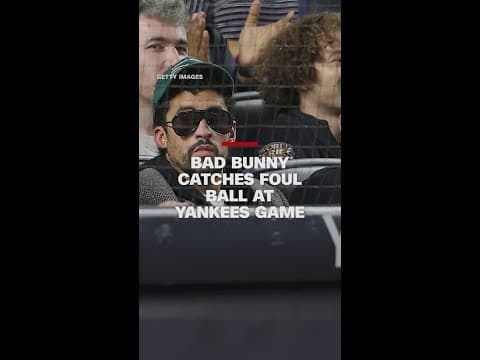 Bad Bunny catches foul ball during Blue Jays vs. Yankees playoff game