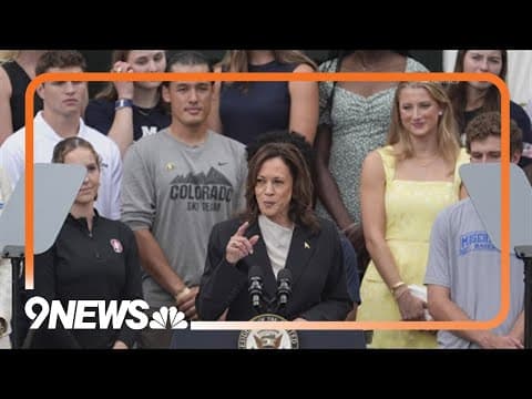 CU Boulder athlete spotted behind Kamala Harris during news conference