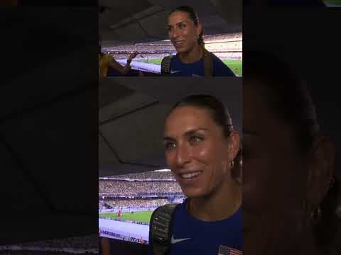 Valarie Allman defending discus medal at Paris Olympics
