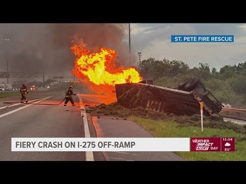 Driver injured in tractor-trailer crash turned fire on I-275
