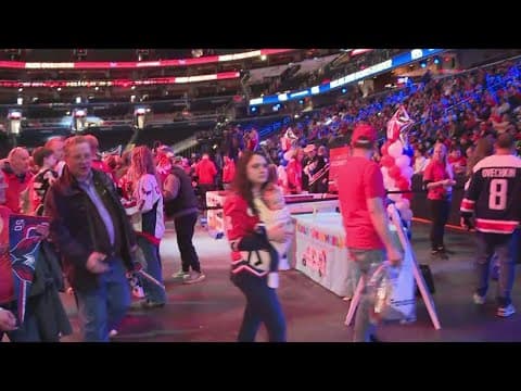 Fans gather at Capital One Arena to celebrate Ovechkin's NHL goal record