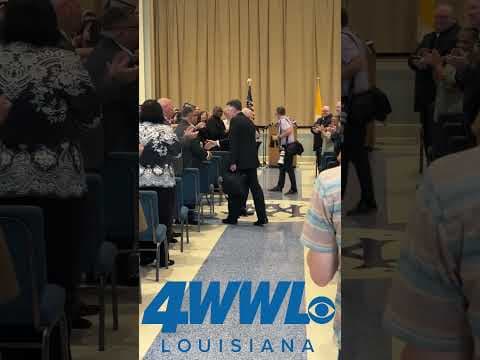 Archbishop Gregory Aymond introduced Archbishop Checchio at a press conference on Wednesday.