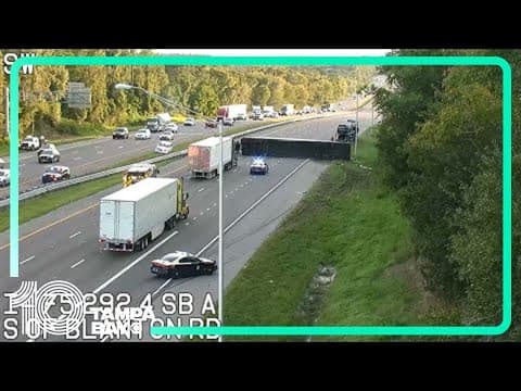 Semi-truck crash shuts down southbound lanes of I-75 in Pasco County
