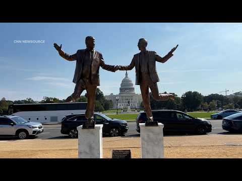 Statue of Trump and Jeffrey Epstein appears on National Mall