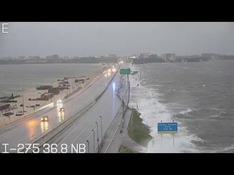 Hurricane Idalia: Water moves over Tampa, Florida bridge