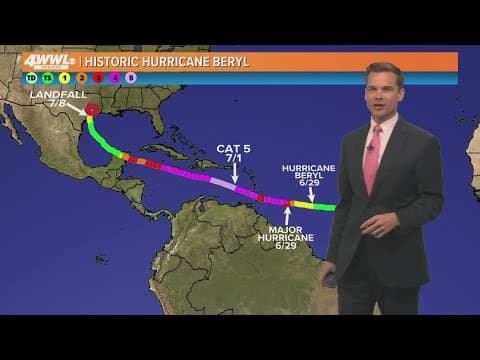 Monday, Noon Tropical Update: Tropical Storm Beryl moving through Texas