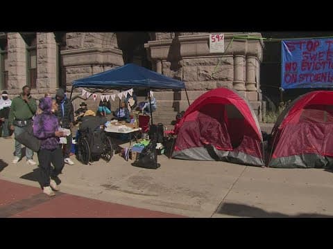 Activists set up camp outside Minneapolis City Hall to protest encampment clear-out