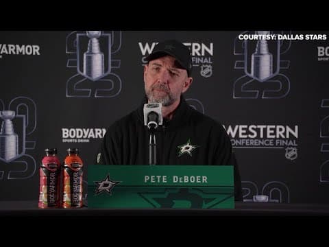Dallas Stars head coach Pete DeBoer speaks ahead of Game 2 against Edmonton