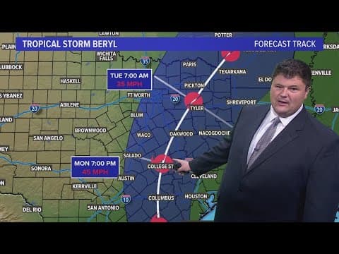 Tropical Storm Beryl: Storm expected to reintensify as it approaches Texas Coast