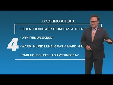 New Orleans Weather: More clouds, isolated shower Thursday with cold front