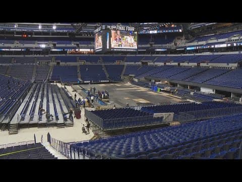 Lucas Oil Stadium installs court for the NCAA Midwest Regional