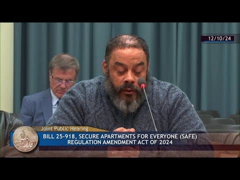 DC city council holds SAFE regulation hearing
