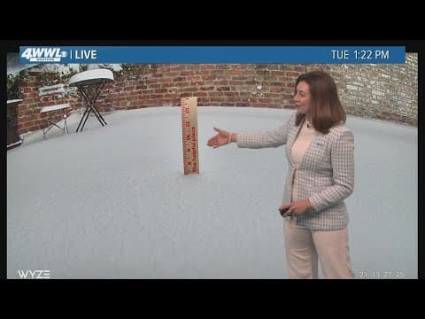 1:30 Winter Storm Update: About 7 inches of snow has come down in the French Quarter