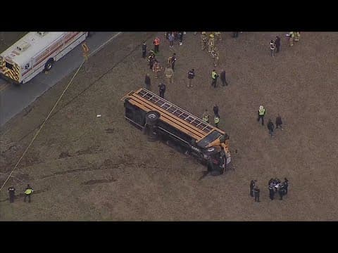 School bus carrying students overturns along Old Columbia Road