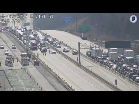 Downed power lines closes both lanes of I-465 on Indy's east side