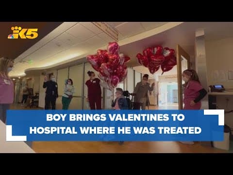 8-year-old boy delivers Valentines to Mary Bridge Children's Hospital where he received treatment
