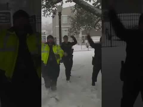 Watch: Police chief gets ambushed with snowballs #snow #louisiana
