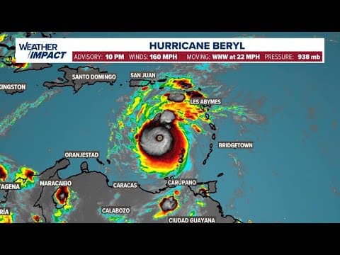 Hurricane Beryl strengthens into Category 5 with 160 mph winds