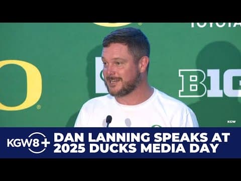 Oregon head coach Dan Lanning speaks at 2025 Ducks Media Day