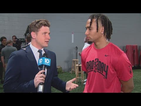 Quarterback C.J. Stroud discusses his performance at Ohio State's Pro Day