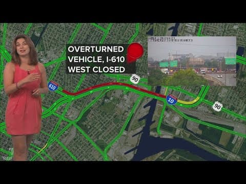 I-610 W closed due to overturned vehicle