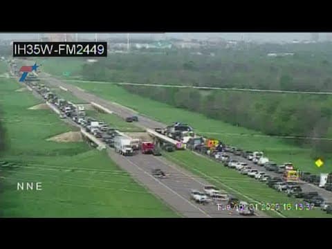 Major crash involving an RV shuts down northbound lanes of I-35W in Argyle, Texas