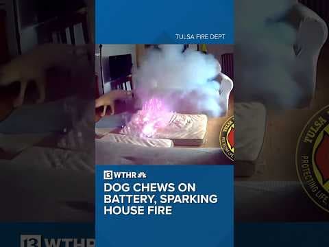 Dog chews on battery, sparking house fire