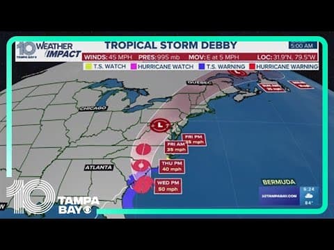 Tracking the Tropics: Debby continues to produce heavy rainfall up and down southeast coast
