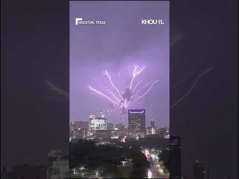 Houston storms: Lightning lights up the sky over Texas Medical Center