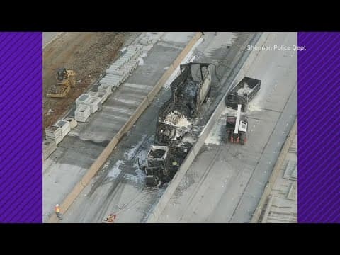 U.S. 75 completely closed after an 18-wheeler catches fire