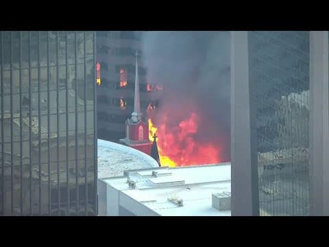 Fire engulfs First Baptist Dallas Church in Downtown Dallas