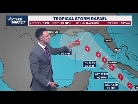 Tropical Storm Rafael expected to move into Gulf of Mexico and become a hurricane