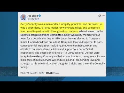 Biden shares condolences for Congressman Gerry Connolly