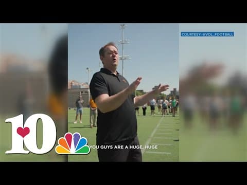 Heupel speaks to Pride of the Southland band
