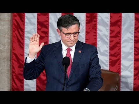 Speaker Mike Johnson gives speech after his election