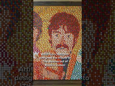 Beatles mural made out of Rubik's Cubes